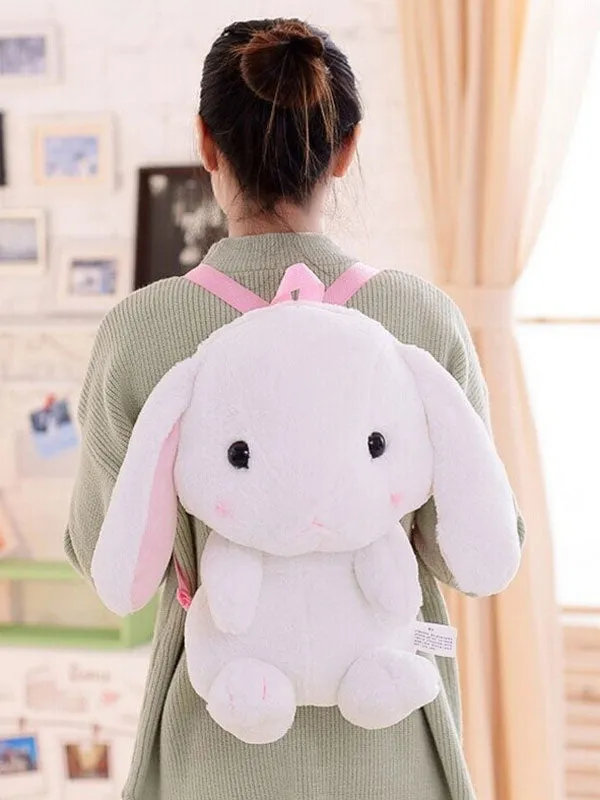 Sweet Lolita Backpack Faux Fur Cute Bunny Plush White Shoulder Bag