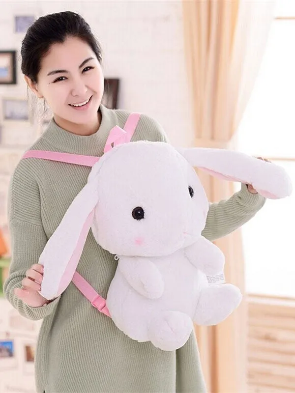 Sweet Lolita Backpack Faux Fur Cute Bunny Plush White Shoulder Bag