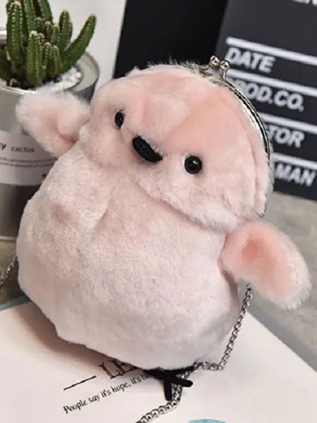 Sweet Lolita Bag Cute Chick Design Faux Fur Metal Detail Lolita Chain Bag