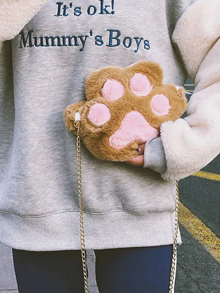 Sweet Lolita Chain Bag Faux Fur Bear Paw Lolita Shoulder Bag