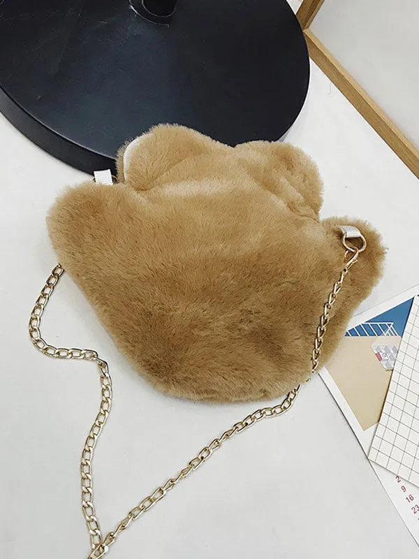 Sweet Lolita Chain Bag Faux Fur Bear Paw Lolita Shoulder Bag