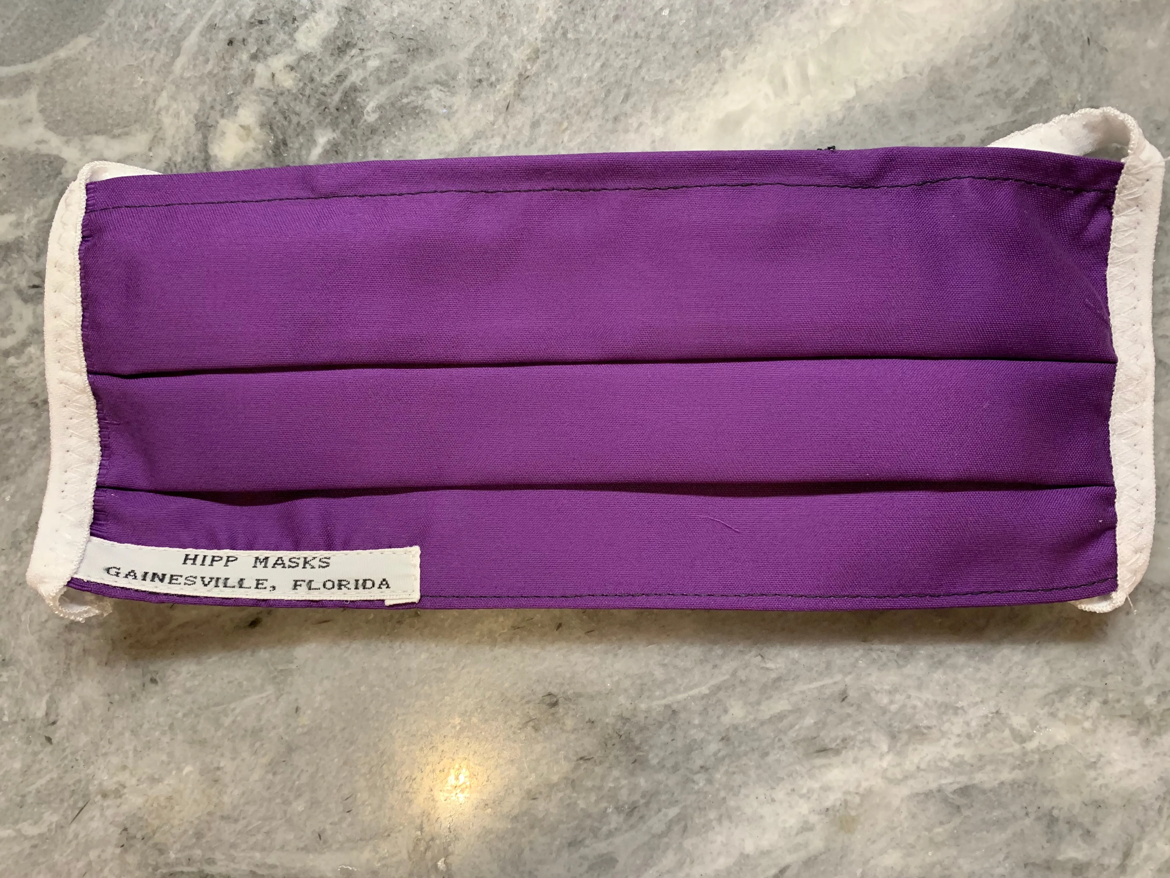The Gainesville High Hurricane 2: Purple Sateen Cotton with White or Black Foldover Elastic for Ears