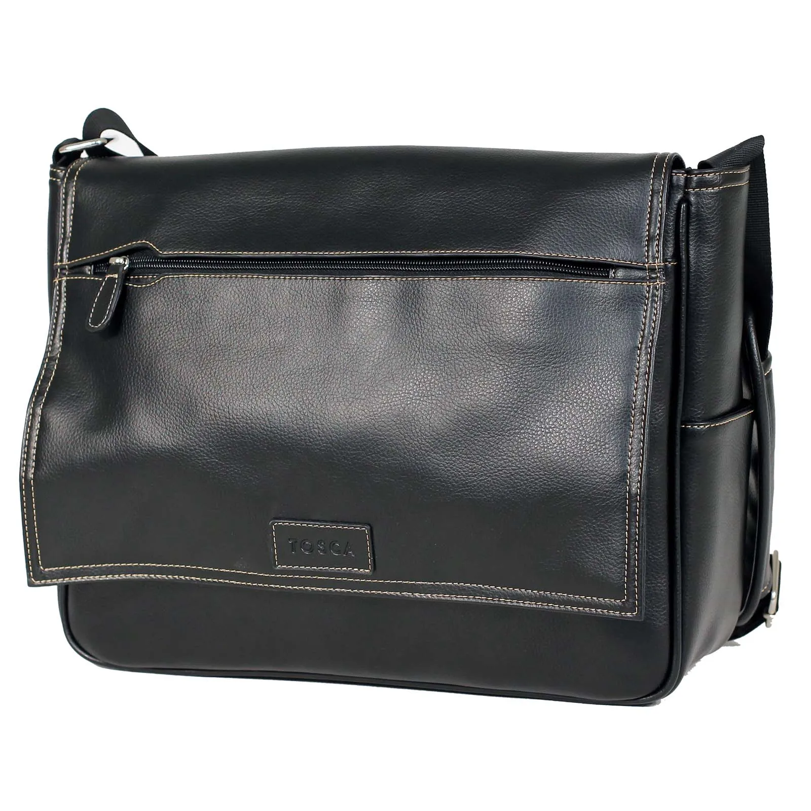 Tosca Business PVC 15 Inch Laptop Messenger Bag Black