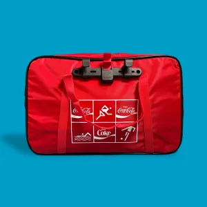 Upcycled Coca Cola Bicycle Pannier tote bag red black