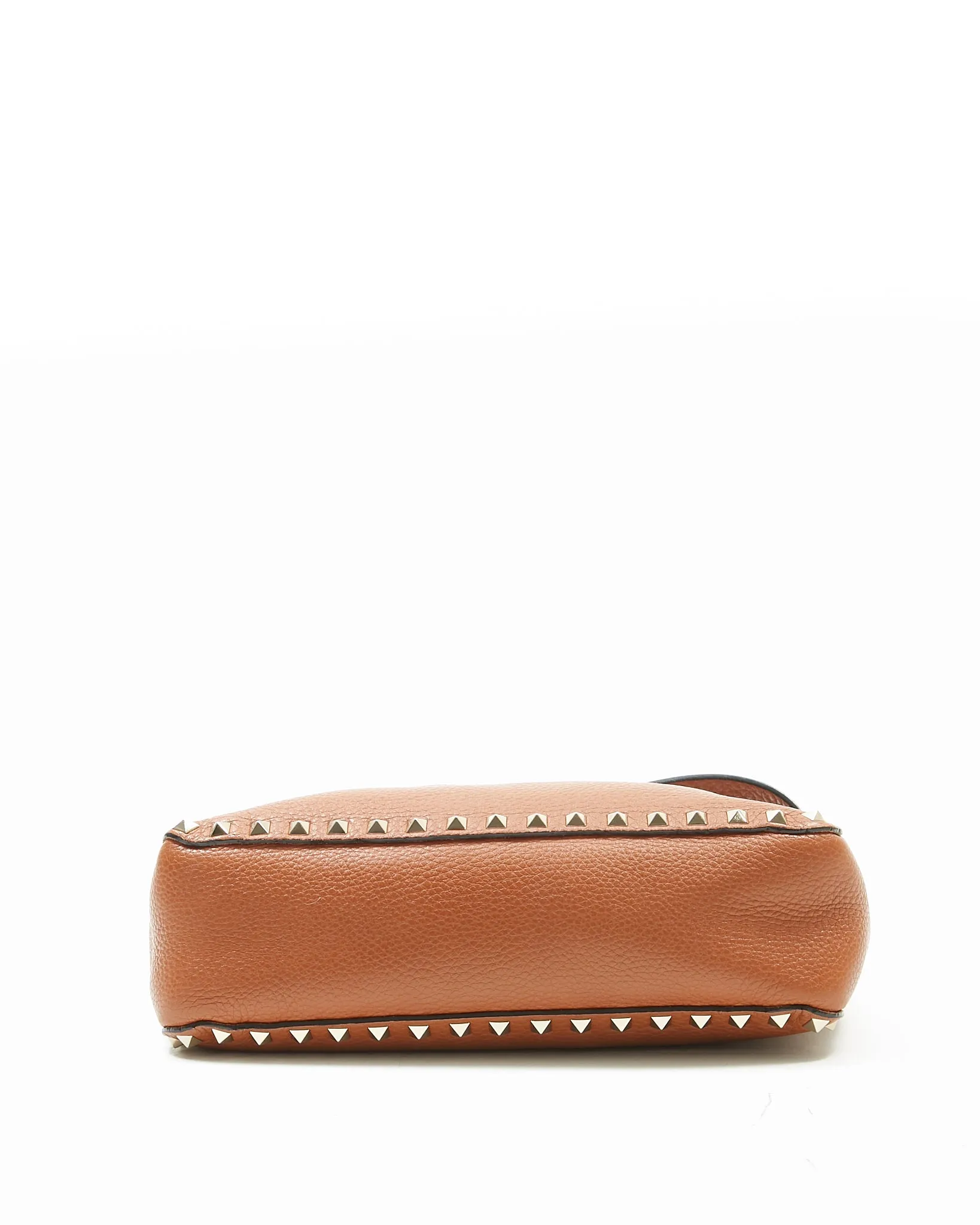 Valentino Tan Grained Leather Rockstud Messenger Bag