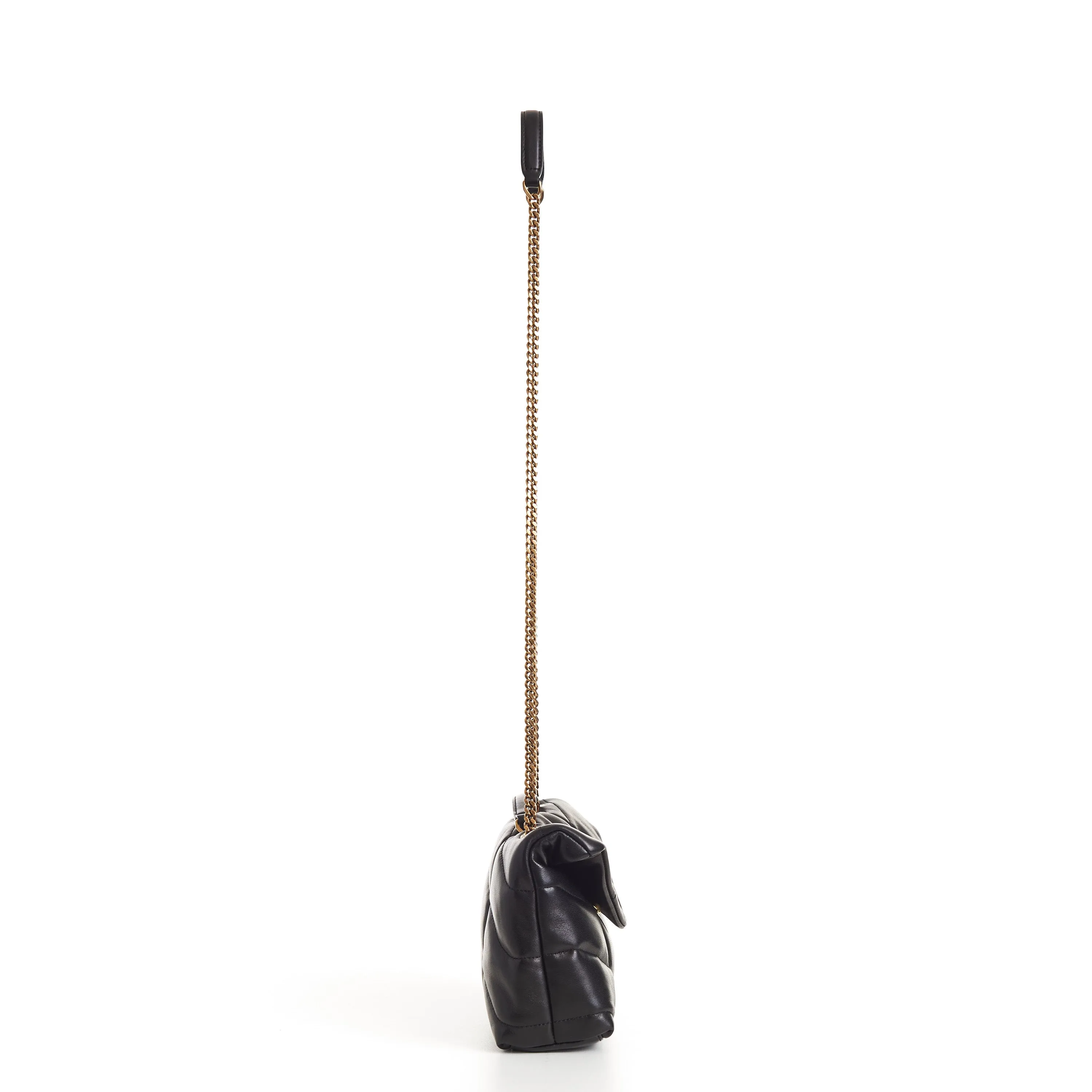 YSL Puffer Toy Bag - Black Quilted Lambskin Tri Metal Logo