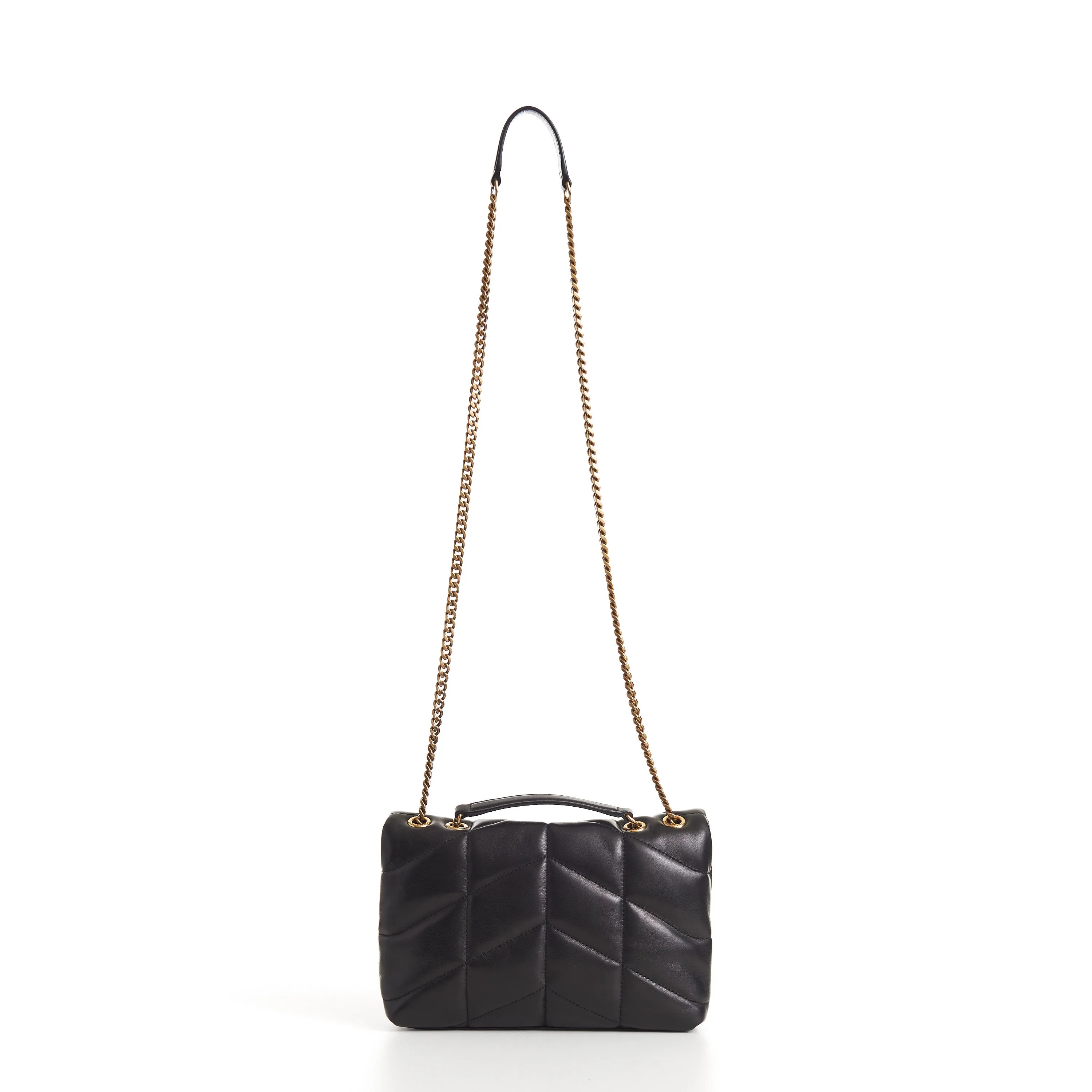 YSL Puffer Toy Bag - Black Quilted Lambskin Tri Metal Logo