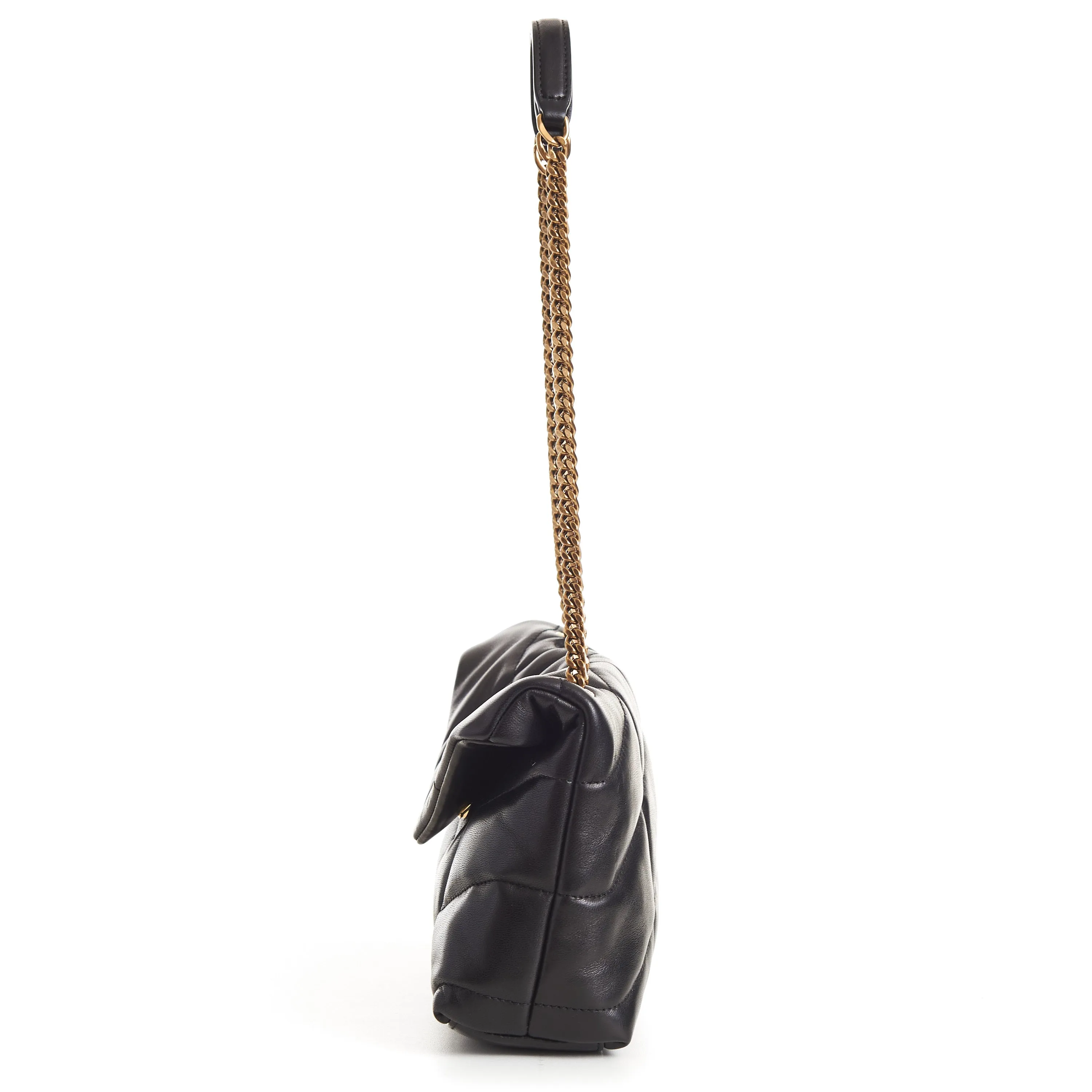 YSL Puffer Toy Bag - Black Quilted Lambskin Tri Metal Logo