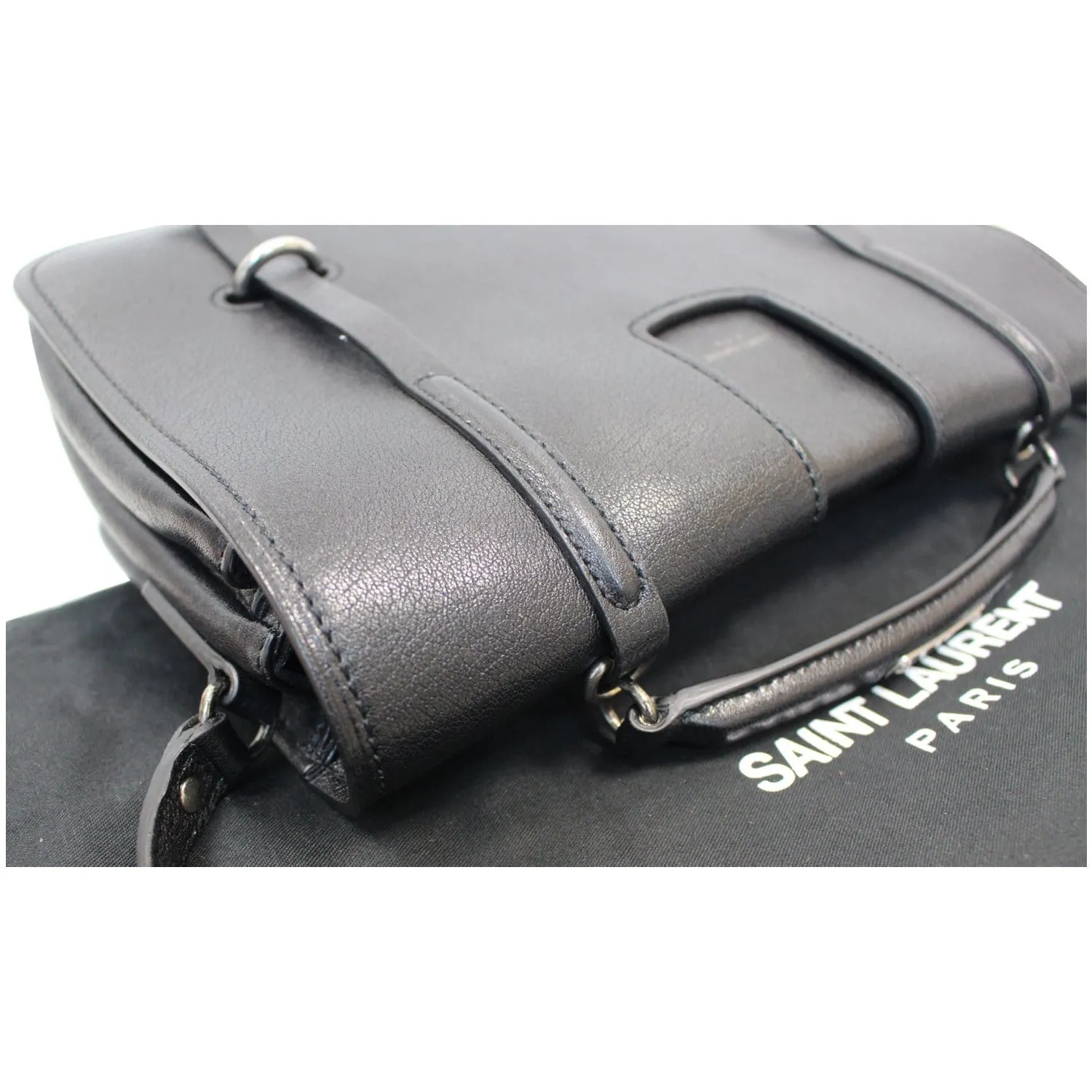 YVES SAINT LAURENT Large Charlotte Leather Messenger Bag Black