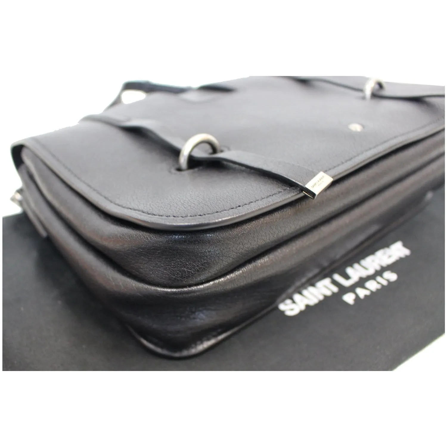 YVES SAINT LAURENT Large Charlotte Leather Messenger Bag Black