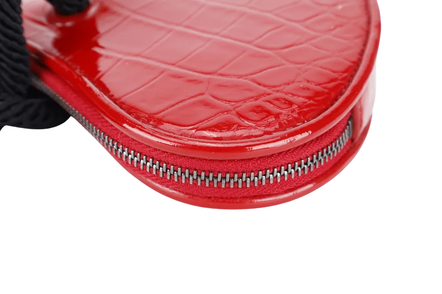 YVES SAINT LAURENT (YSL) PLB BOITE LOVE POCHETTE SMALL RED CROC EMBOSSED LEATHER SILVER HARDWARE WITH CARD AND DUST COVER