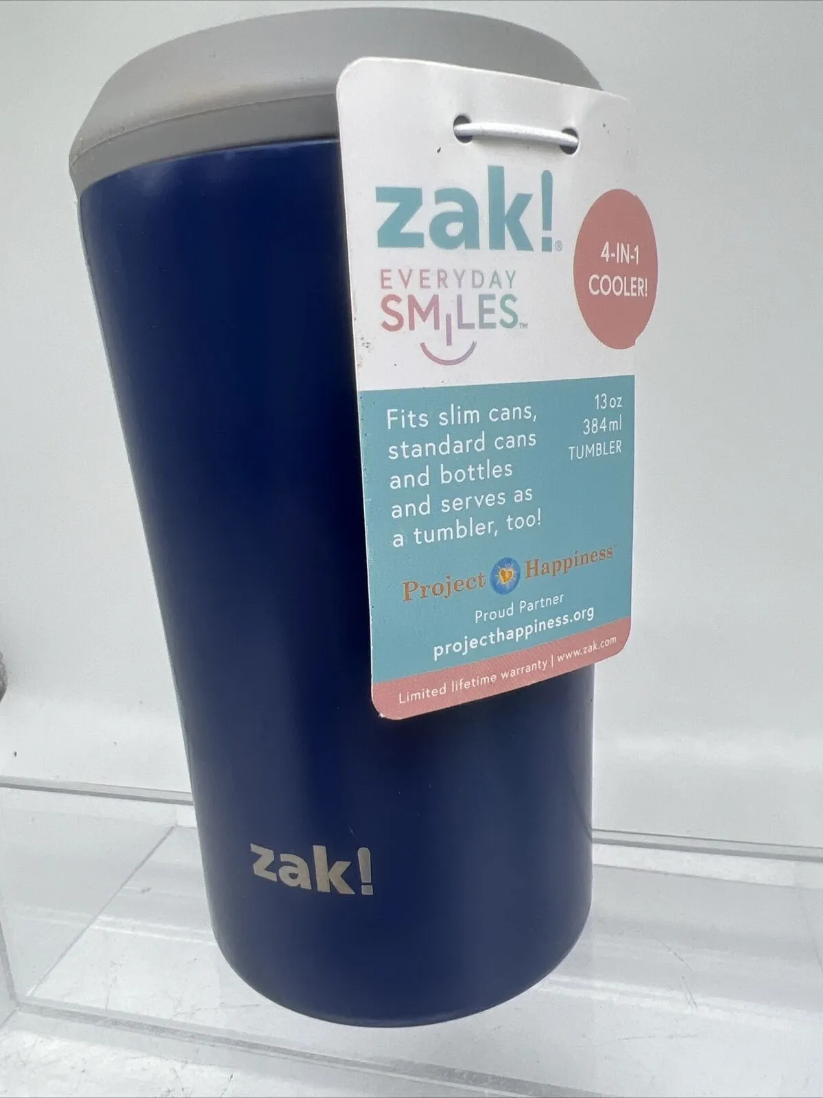Zak! 4In1 Drink Cooler Insulated Stainless Steel Tumbler Bottle Cans 13oz