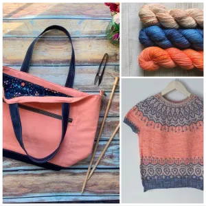 Zelda Tote- Linen Zippered Knitting Project Bag Tote Bag (Woodsy and Wild Tote)