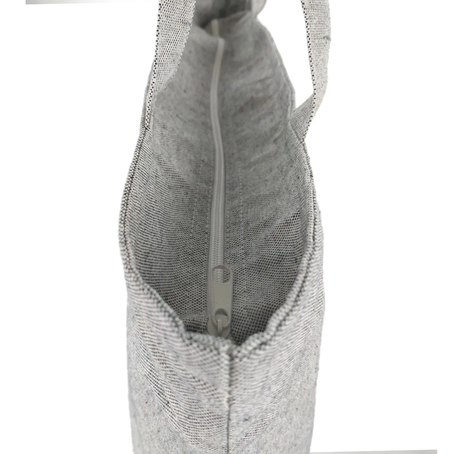 Zippered Top Grey Tweed Tote