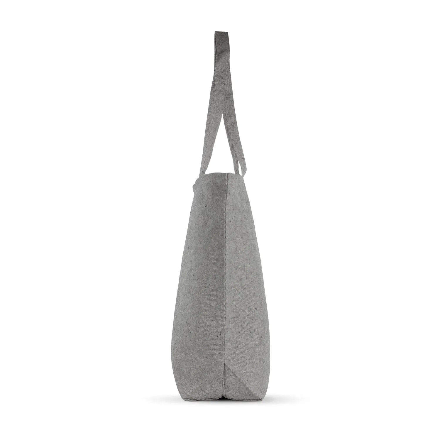 Zippered Top Grey Tweed Tote