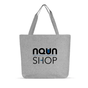 Zippered Top Grey Tweed Tote